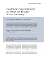 Interaktives Chargenplanungssystem für den Einsatz in Plasmanitrieranlagen