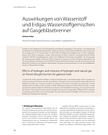 Auswirkungen von Wasserstoff und Erdgas-Wasserstoffgemischen auf Gasgebläsebrenner