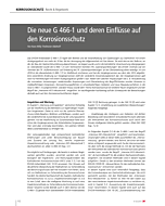 Die neue G 466-1 und deren Einflüsse auf den Korrosionsschutz