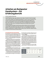 Arbeiten am Budapester Kanalsystem – Ein Erfahrungsbericht