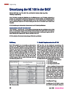 Umsetzung der NE 100 in der BASF