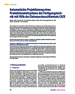 Automatische Projektierung eines Produktions leitsystems der Fertigungstechnik mit Hilfe des Datenaustauschformats CAEX