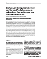 Einfluss von Reinigungsmitteln auf das Werkstoffverhalten zement-gebundener Beschichtungen von Trinkwasserbehältern