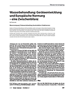 Wasserbehandlung: Geräteentwicklung und Europäische Normung - eine Zwischenbilanz