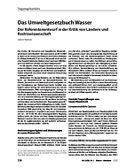 Das Umweltgesetzbuch Wasser - Der Referentenentwurf in der Kritik von Ländern und Rechtswissenschaft