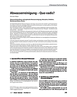 Abwasserreinigung - Quo vadis?