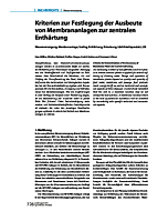 Kriterien zur Festlegung der Ausbeute von Membrananlagen zur zentralen Enthärtung