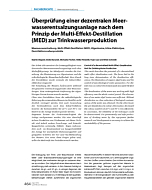Überprüfung einer dezentralen Meerwasserentsalzungsanlage nach dem Prinzip der Multi-Effekt-Destillation (MED) zur Trinkwasserproduktion